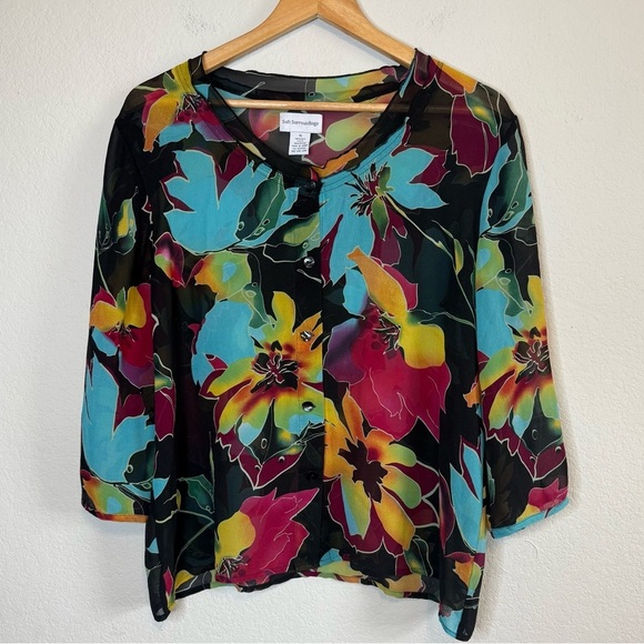 Soft Surroundings Multicolor Floral Blouse - Picture 1 of 8